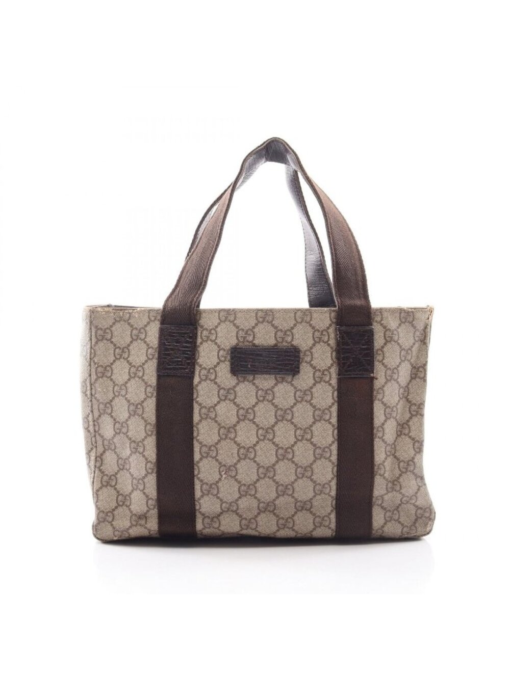 Gucci Tote Bag GG Supreme Beige Brown Leather